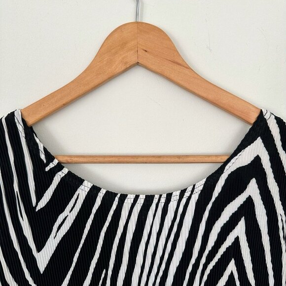 Plisse Medium Boxy Shift Dress Relaxed Fit Crinkle Stretch Accordion VTG 2000s - Picture 4 of 9